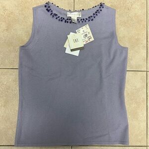 Doncaster Collection Silk Cashmere Sleeveless Top Size S Beaded Neckline Y2K
